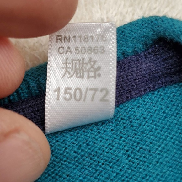 Youth Okaidi Cashmere V-neck Sweater Elbow Patches L 12 A/Y 150cm Wool Cotton - Picture 6 of 11